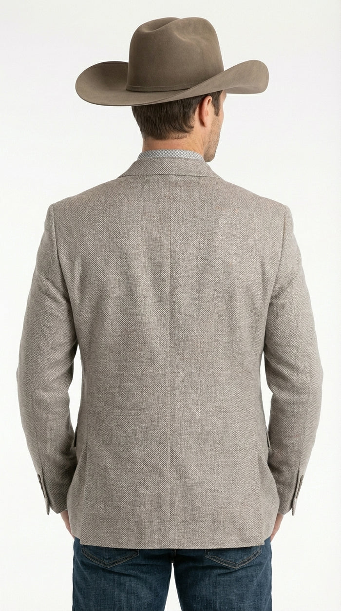 Mens Textured  Light Grey Western Blazer – Cowboy Style Casual Sport Coat for Men Classic Western Jacket