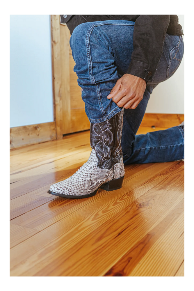 Dan Post Men's Manning Python Snakeskin Round Toe Boots - Natural