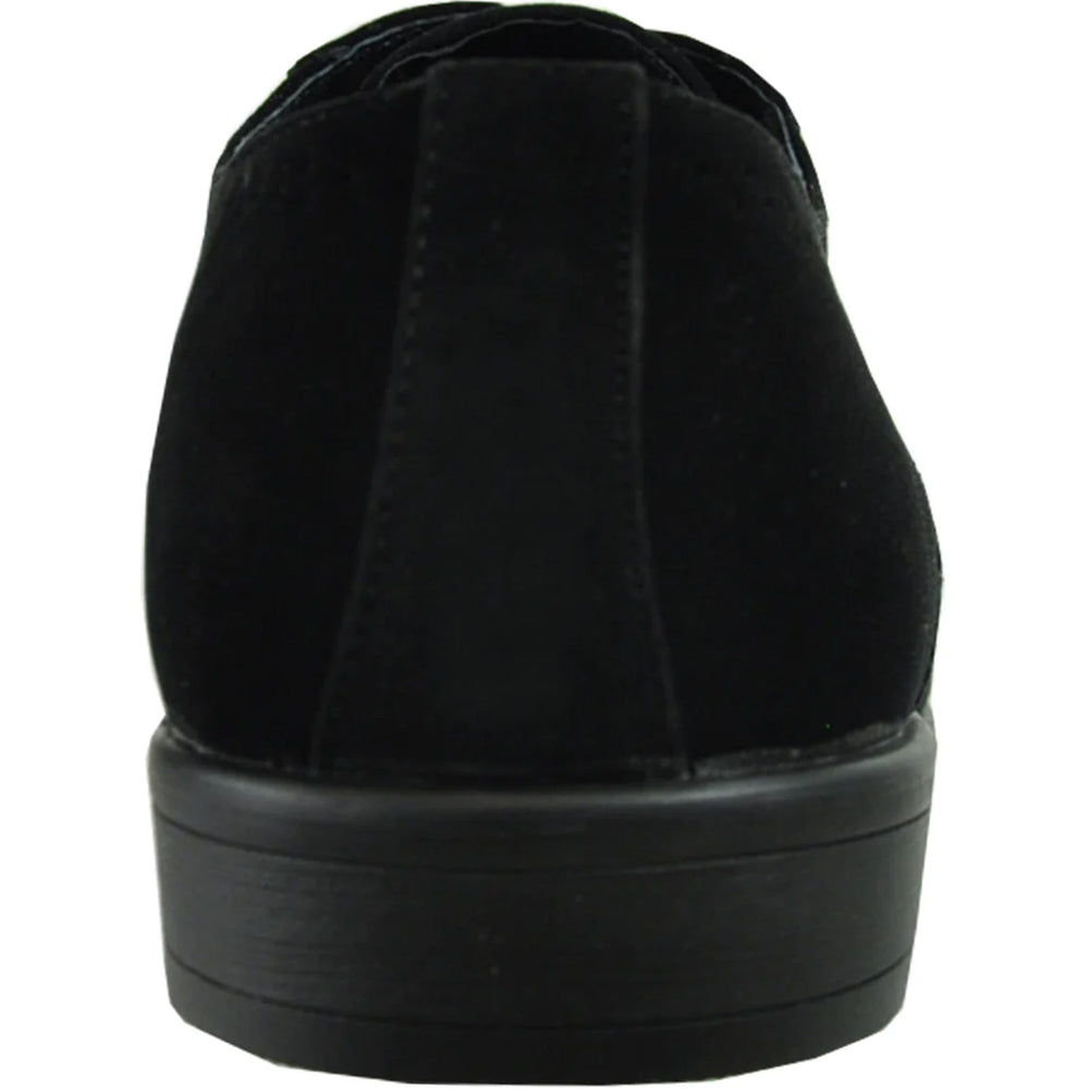 Bravo Mens Vegan Suede Wedding & Prom Wingtip Lace Up Dress Shoe in Black