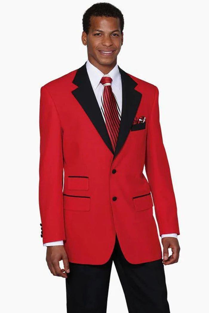 Men’s 2-Button Classic Fit Red Suit with Contrast Collar