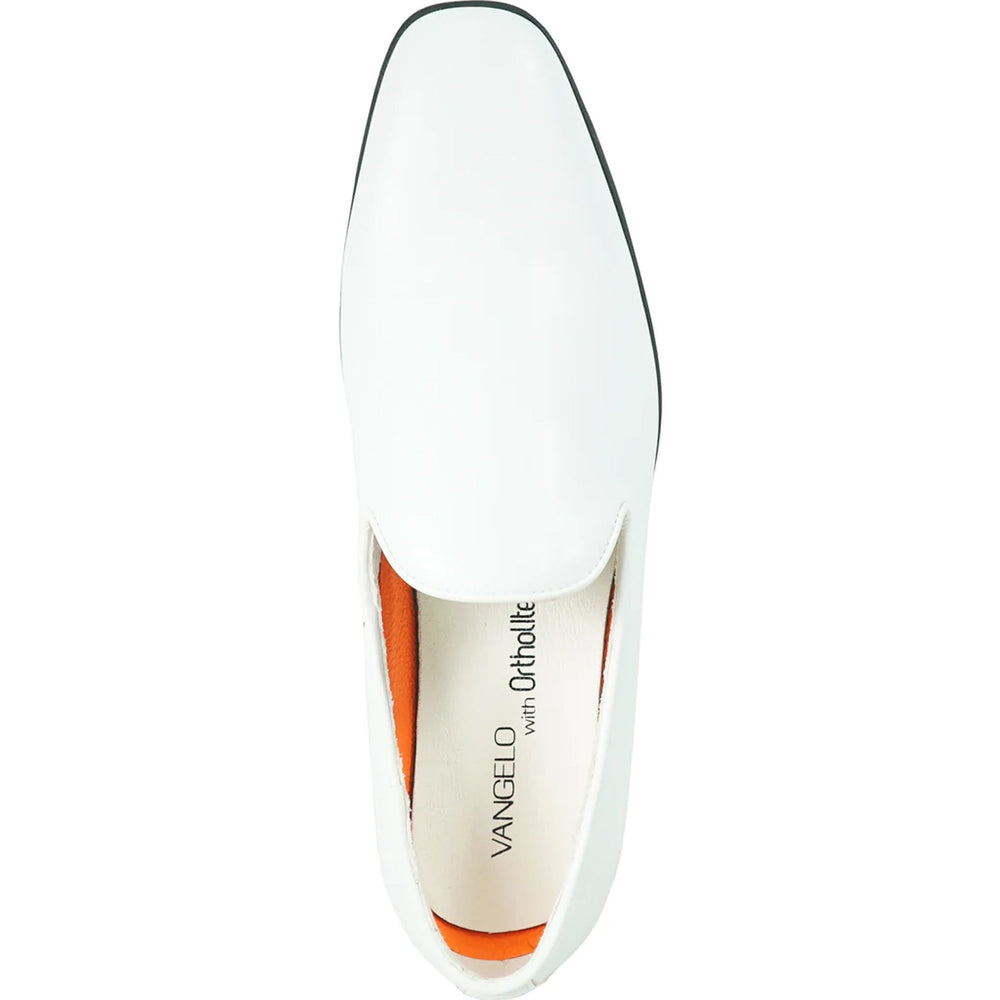 Bravo Mens Classic Plain Toe Slip on Loafer Dress Shoe in White