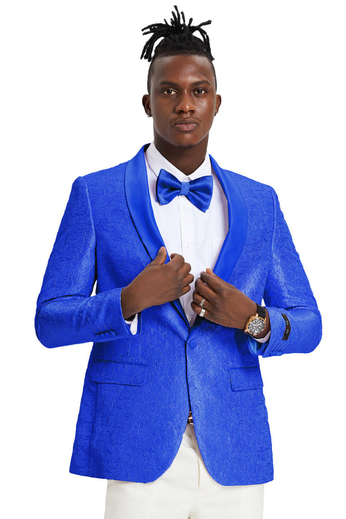 Men's Slim Fit Royal Blue Paisley Tuxedo Jacket