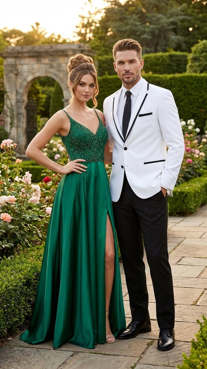 White With Black Skinny Fitted Slim Fit Cut Tuxedo Blazer
