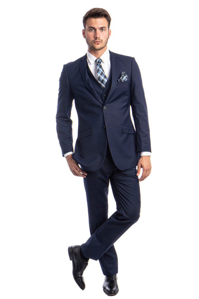 Men's Indigo Navy Two Button Slim Fit Suit by Tazzio Suits