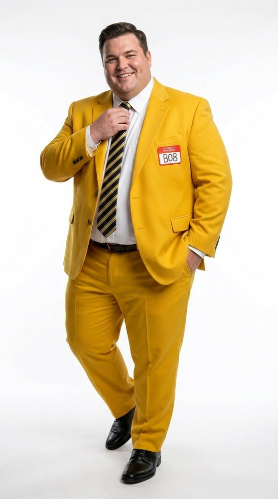 Men’s Beetlejuice Little Head Costume Yellow Suit – Shrinker Inspired 2 Piece Halloween Suit