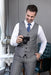 Mens Vintage Tweed Dress Pants Slacks Trousers Regular Fit Suit Pants in Grey - view 2