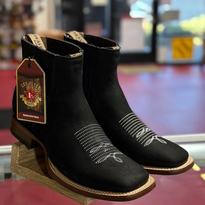 Men's Los Altos Boots Nubuck Black Chelsea Boots Square Toe