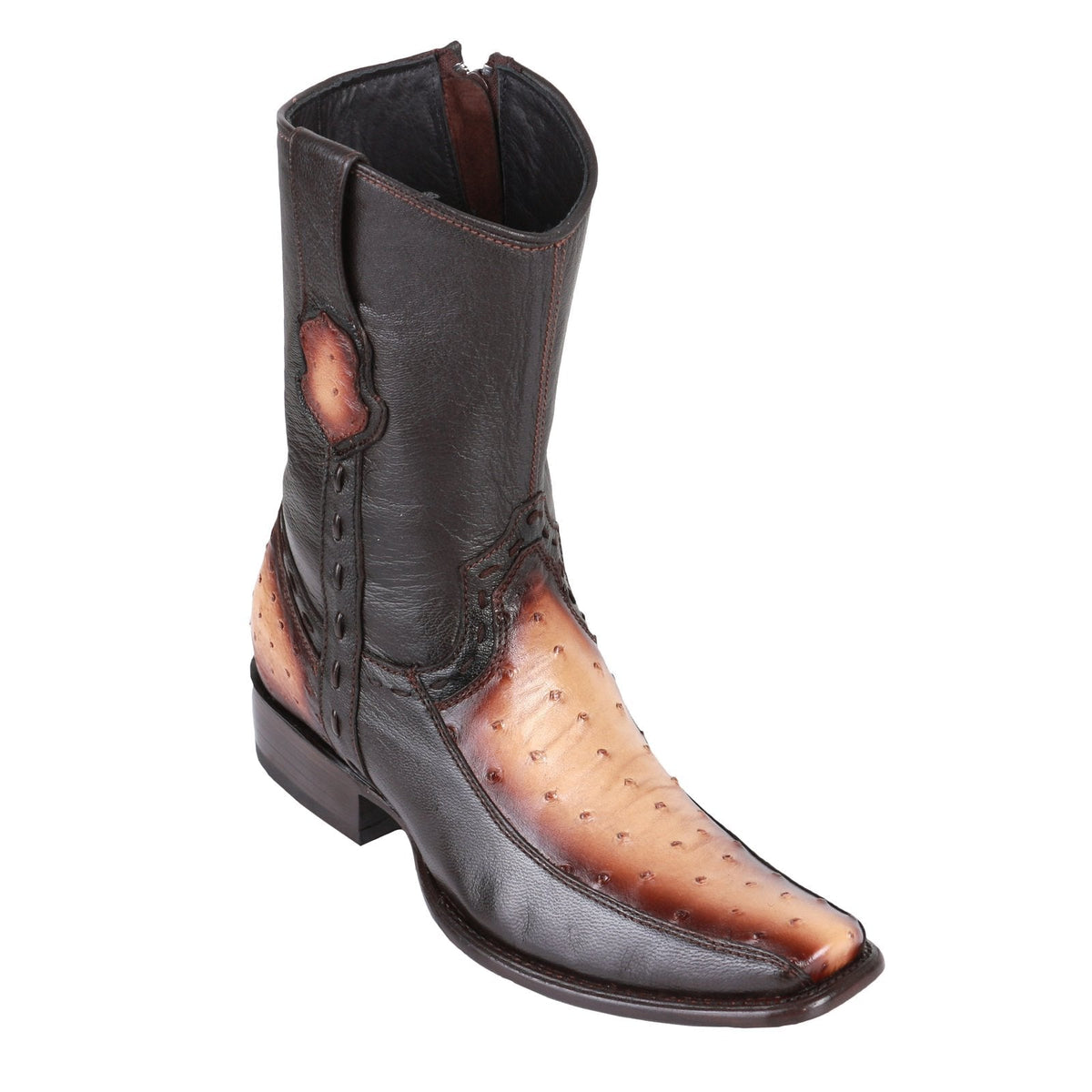 Men's King Exotic Ostrich Boots With Deer Dubai Toe Handcrafted Faded Burgundy main image 0