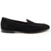 Zelli Hand-Stitched Sueded Goatskin Loafer with Crocodile Vamp in Black