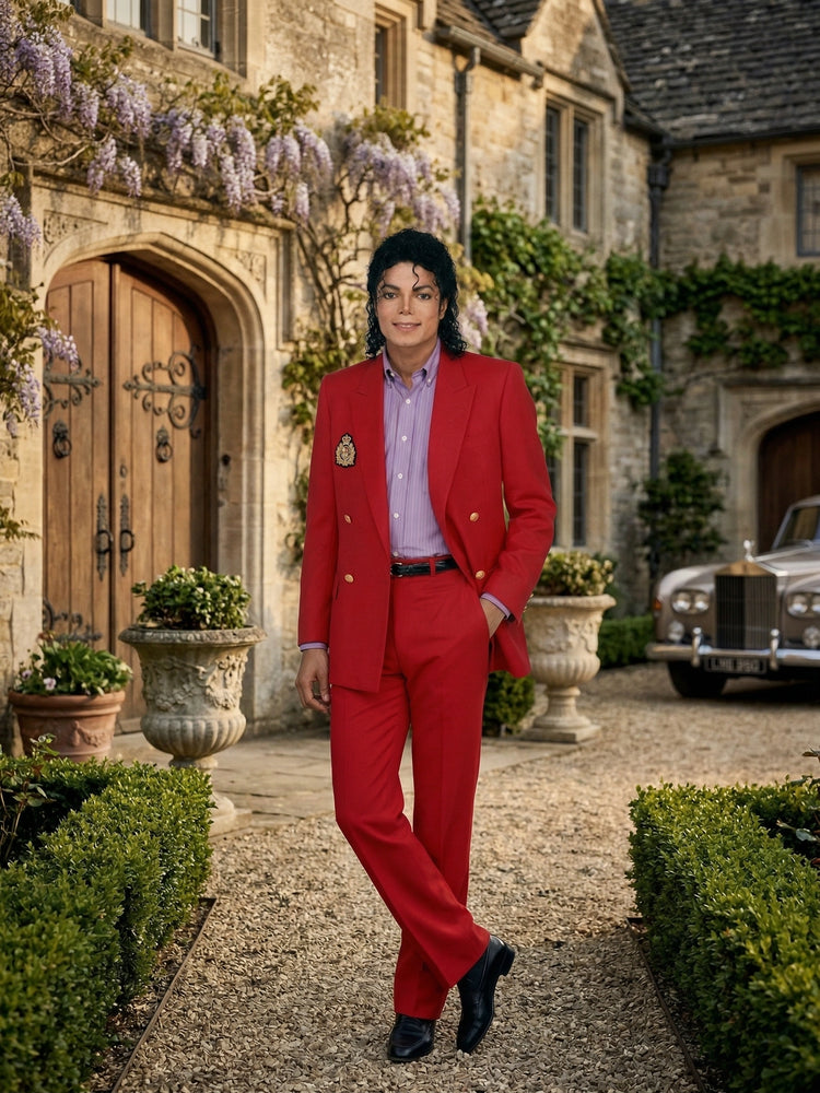 Men’s Red Suit Jacket – Michael Jackson Inspired Double-Breasted Blazer, Classic Formal Party & Dinner Wear, Vintage Stage Style
