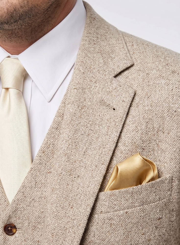 Men’s Light Tan Tweed Great Gatsby 3 Piece Suit – Vintage Vested Wedding Suit, 1920s Classic Formal Outfit Herringbone