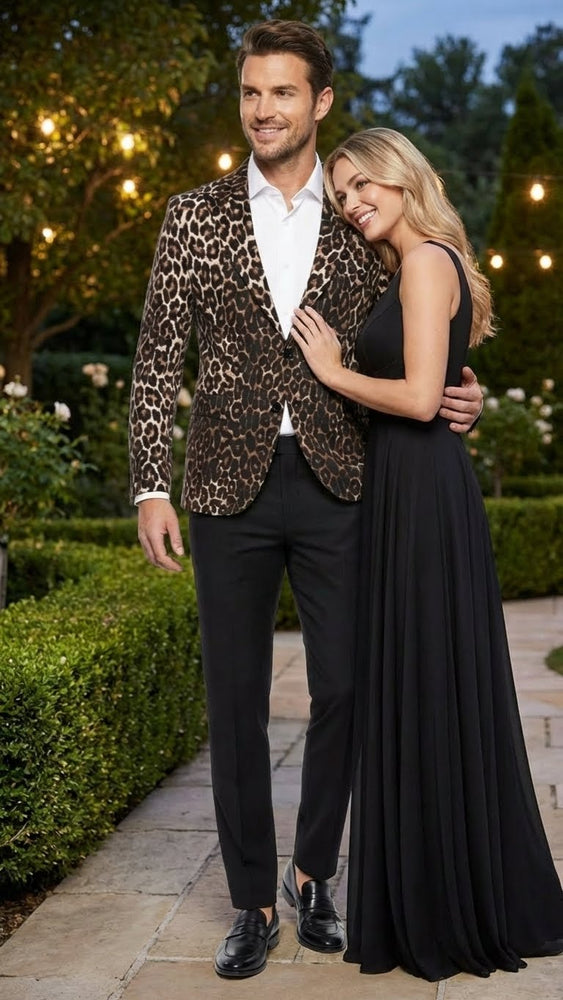 Men’s Leopard Print Blazers – Slim Fit Statement Jacket for Evening, Party, and Fashion Wear