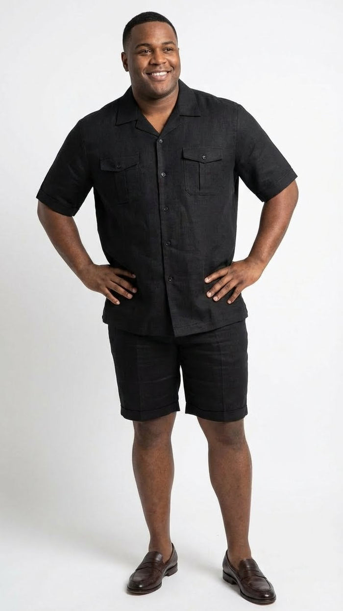 Men’s Black Walking Suit with Short – Classic Leisure and Casual Outfit