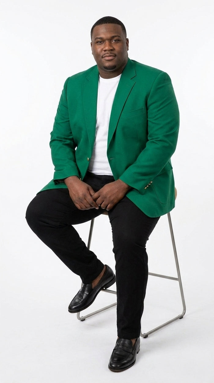 Men’s Kelly Green Blazer with Black Pants – Church, Business and Formal