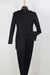 Mens Classic Military Banded Collar Mandarin Safari Suit in Black