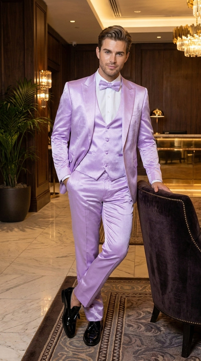 Men’s Lavender Tuxedo – Shiny Light Purple Wedding & Prom Tuxedo Suit