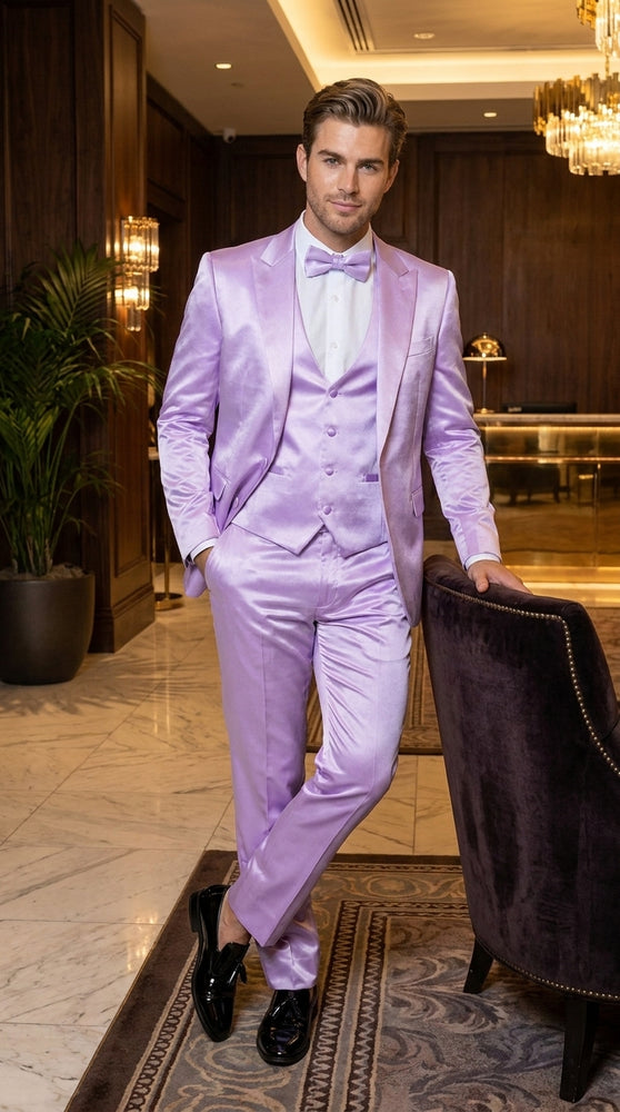 Men’s Lavender Tuxedo – Shiny Light Purple Wedding & Prom Tuxedo Suit