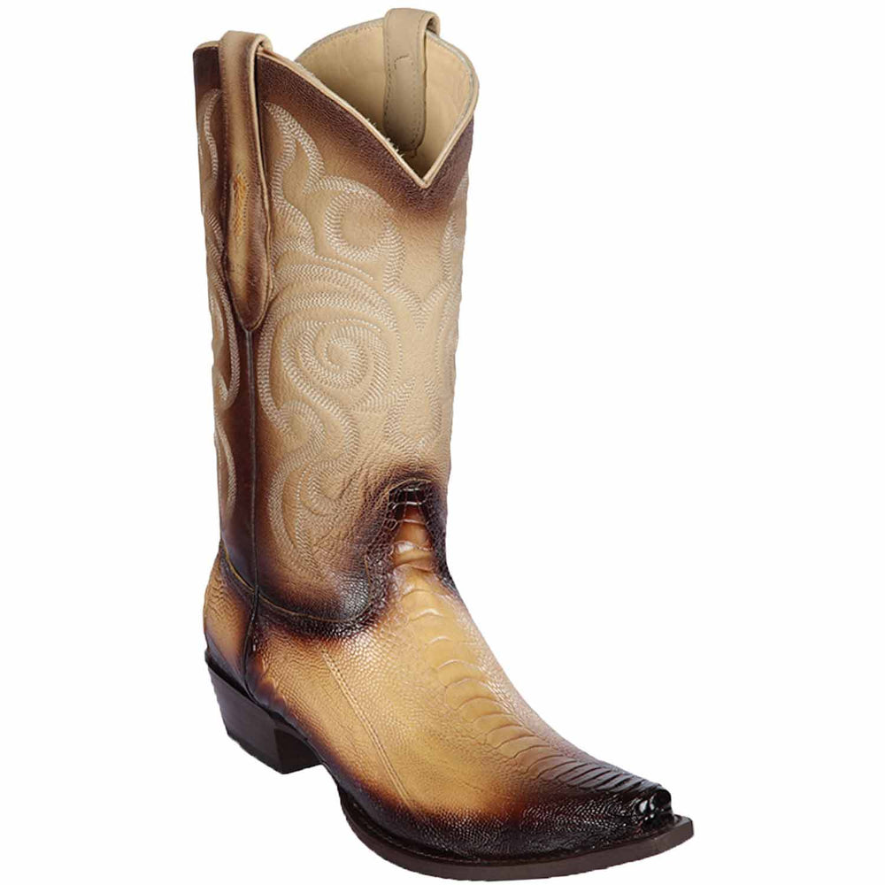 Botas de Avestruz Pata Punta Recortada