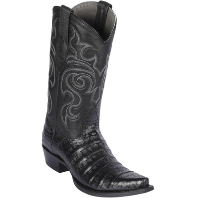 Los Altos men's black caiman belly western boot snip toe.