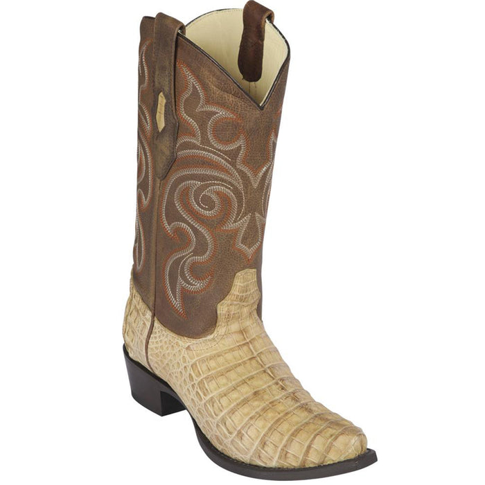 Los Altos Greasy Finish Caiman Belly Cowboy Boots Snip Toe
