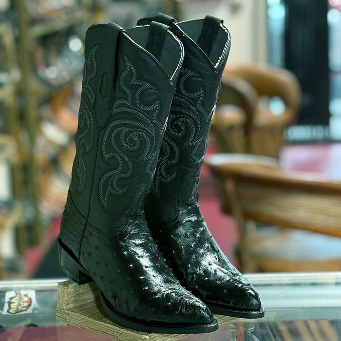 Black Ostrich Boots