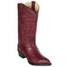 Los Altos men's burgundy ostrich leather western boot with a J-toe profile.