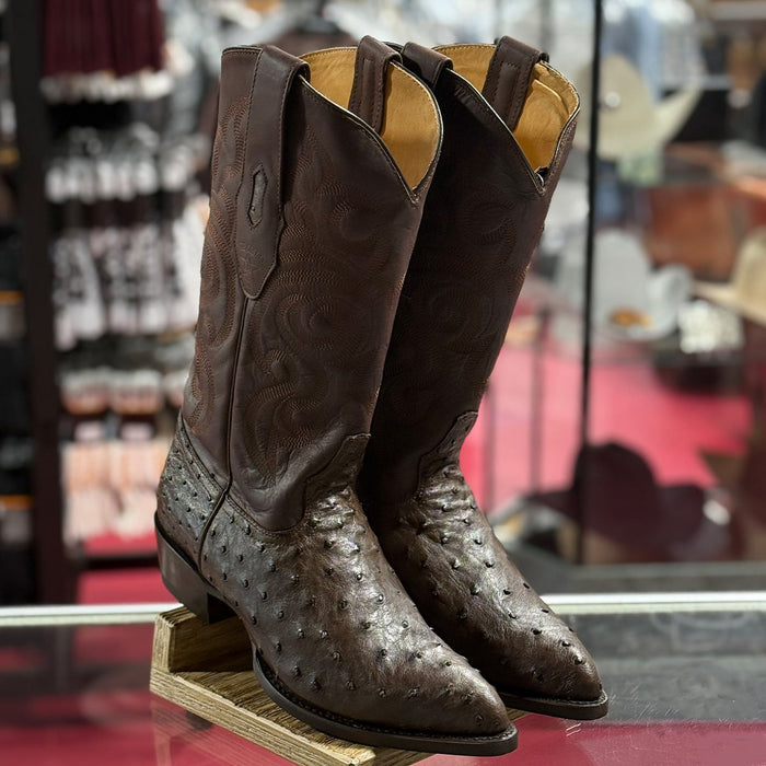 Brown ostrich cowboy boot
