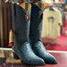 Blue ostrich boot