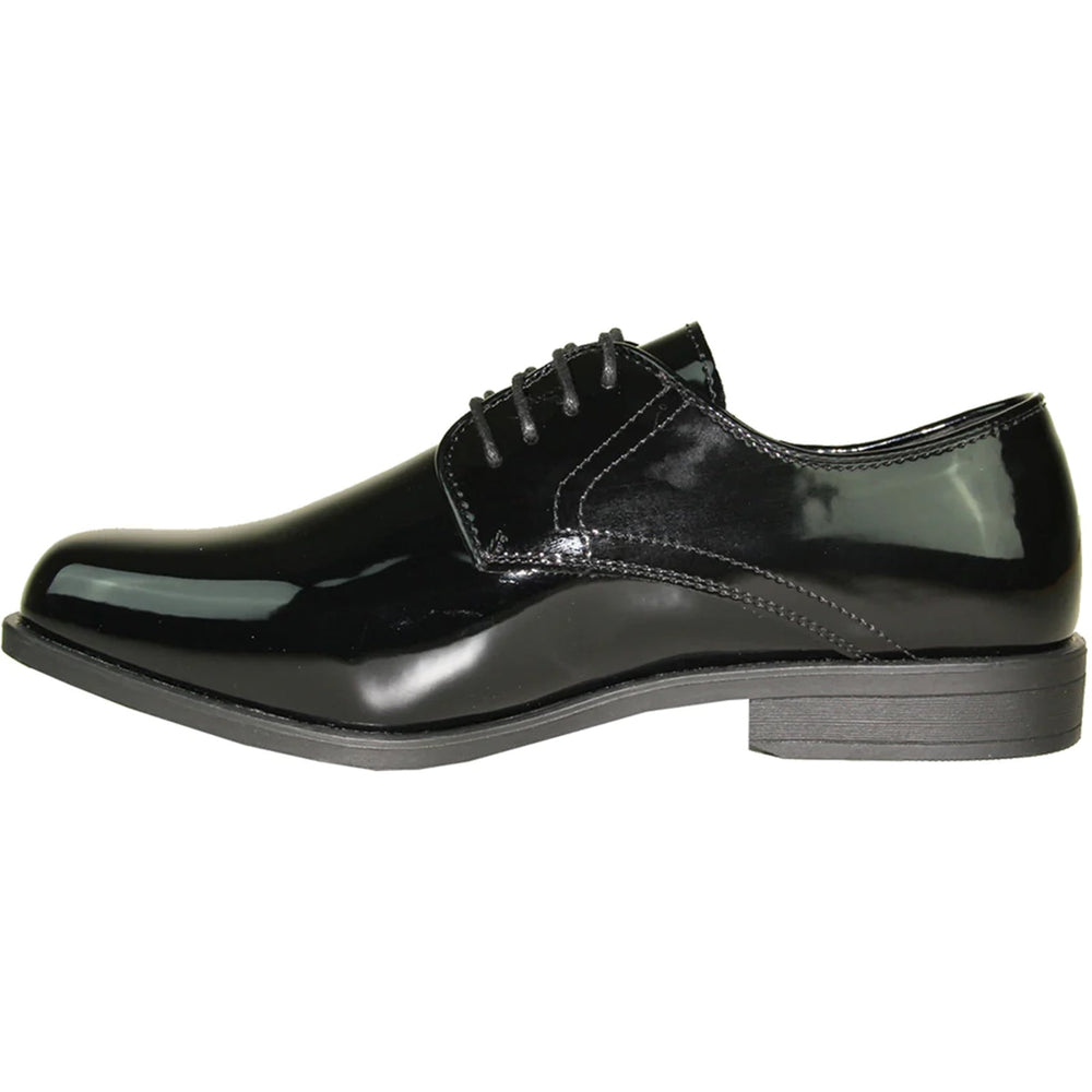 Bravo Mens Classic Formal Shiny Patent Tuxedo Shoe in Black