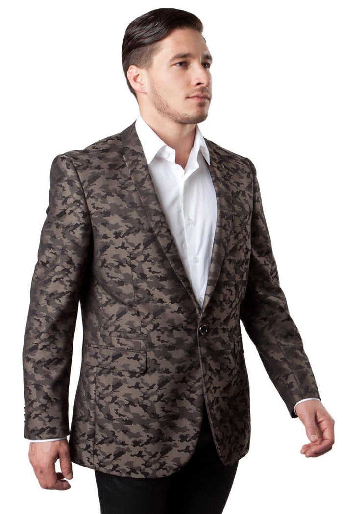 Men's Camo Sport Coat in Brown by Tazzio SuITS
