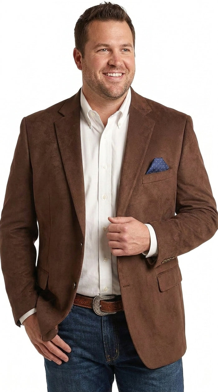 Men’s Brown Suede Western Blazer – Cowboy Style Sport Coat Jacket