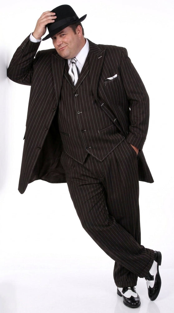 Men’s Black Pinstripe Zoot Suit – 3-Piece Gangster, Formal Suit 1920s Pimp Suit