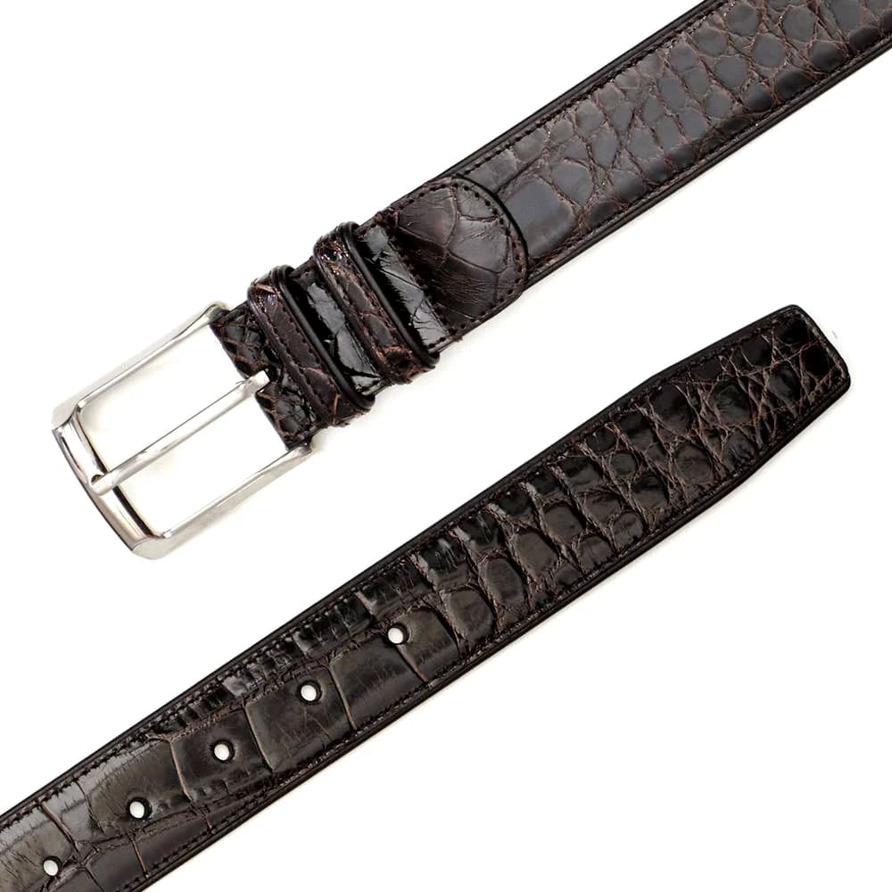 Genuine Alligator Mens Olive Belt - Mezlan Brand