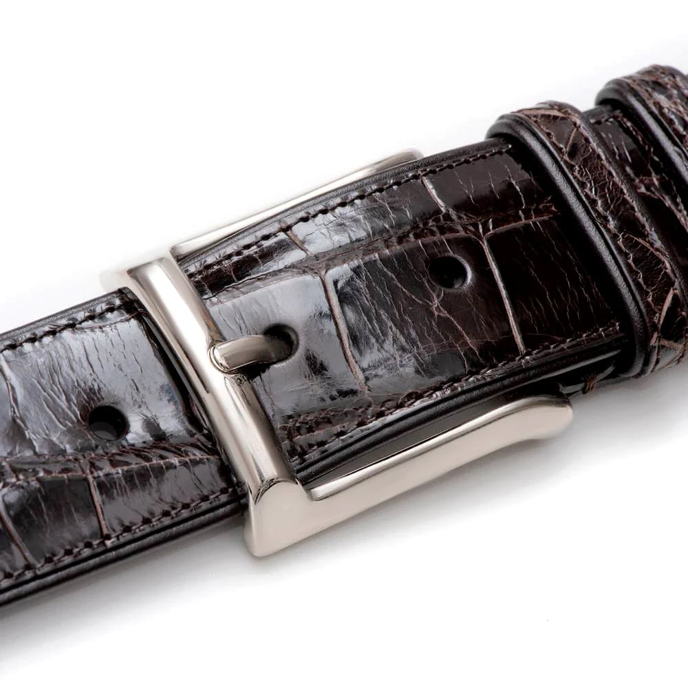 Genuine Alligator Mens Olive Belt - Mezlan Brand