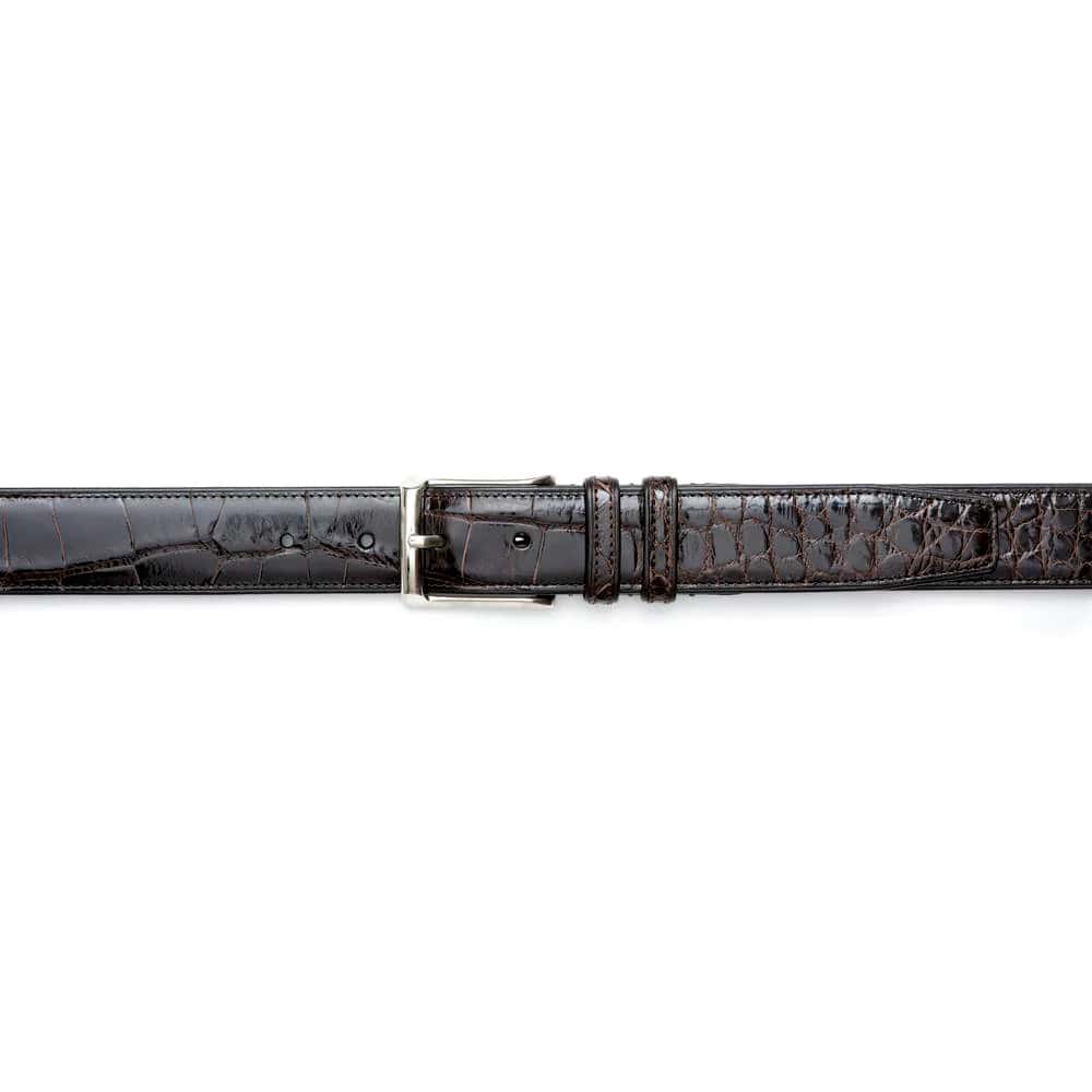 Genuine Alligator Mens Olive Belt - Mezlan Brand