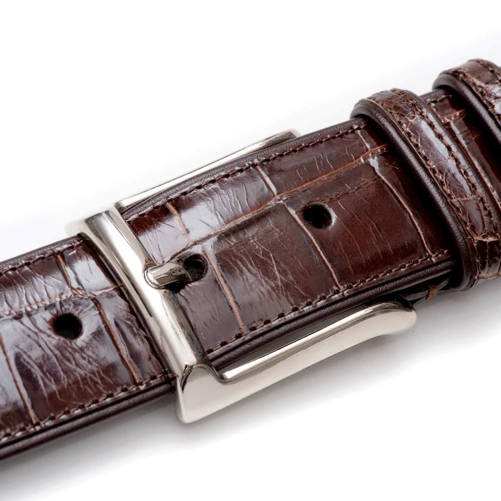 Genuine Alligator Mens Olive Belt - Mezlan Brand