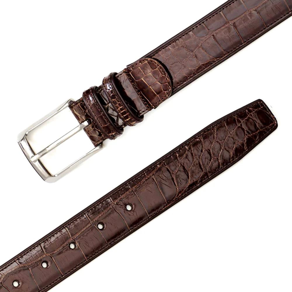 Genuine Alligator Mens Olive Belt - Mezlan Brand