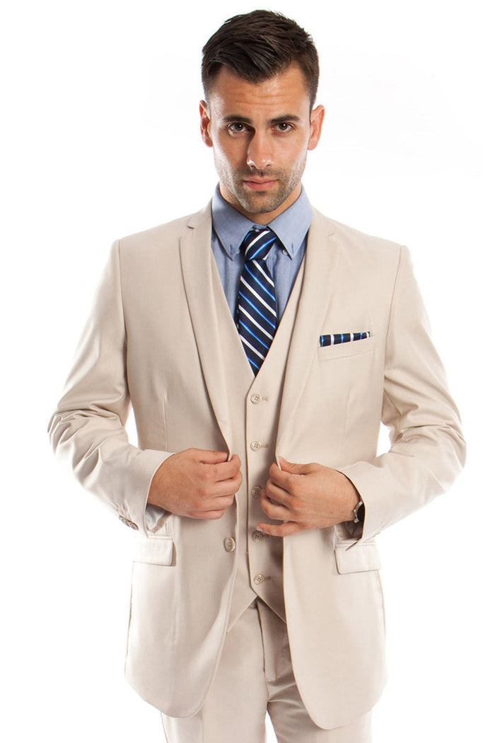 Men's Slim Fit Tan Vest Suit from Tazzio Suits