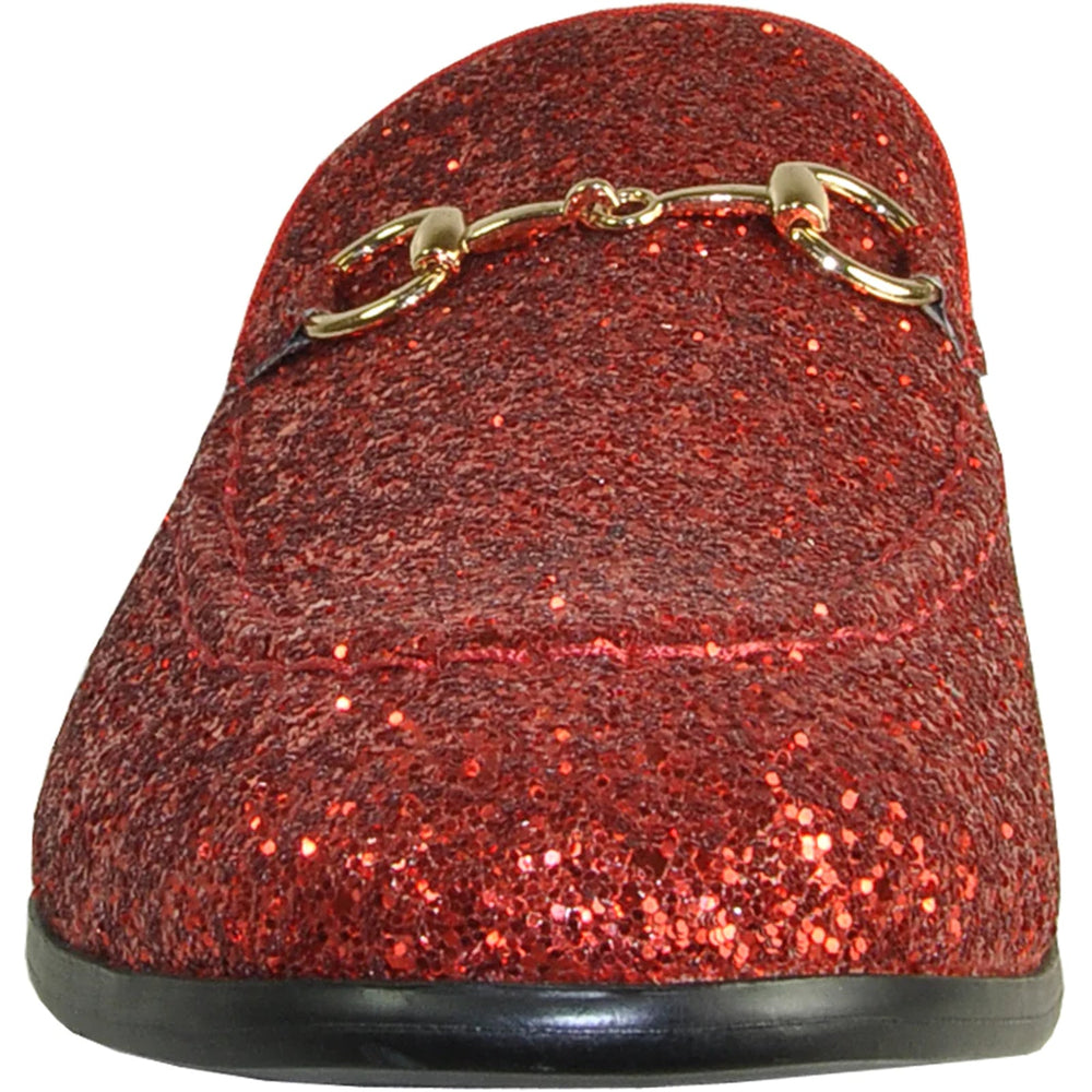 Bravo Mens Modern Glitter Sequin Prom Tuxedo Loafer in Red - Men's Dress Shoes