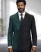 Statement Mens Double Breasted Black/Hunter Two Tone Trendy Suit Azul