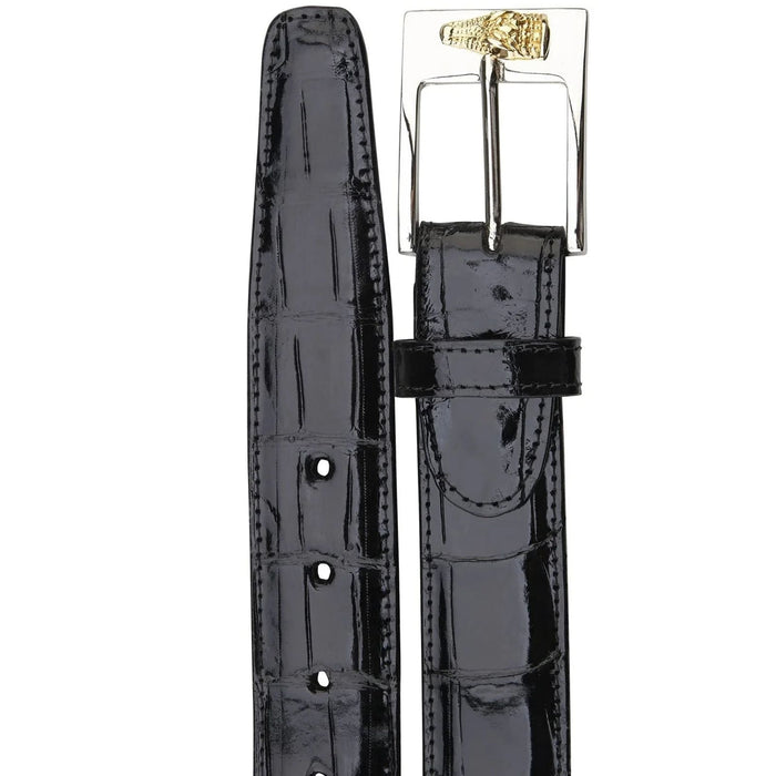 Mens Genuine American Alligator Dress Belt in Black