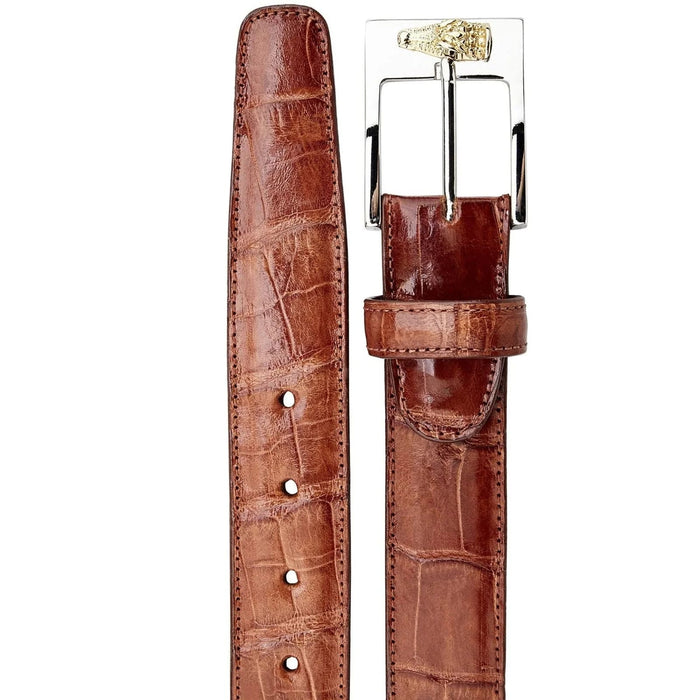 Mens Genuine American Alligator Dress Belt in Brown