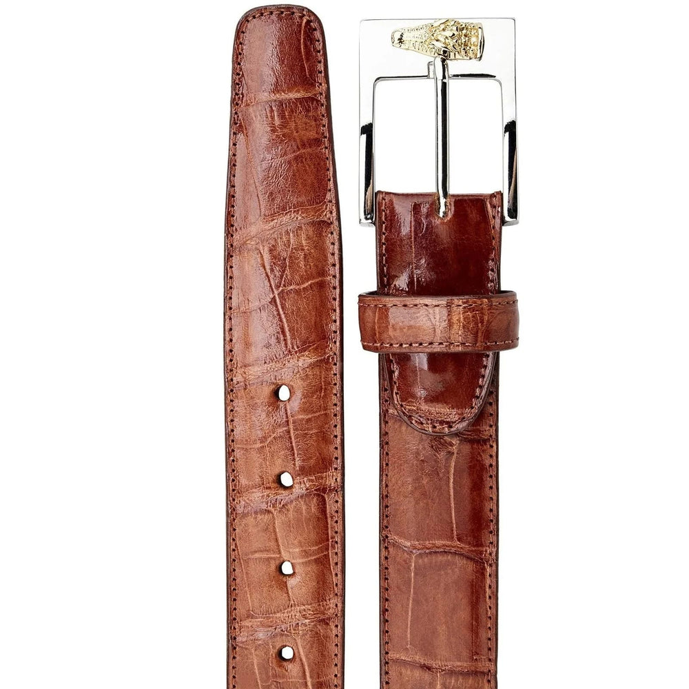 Mens Genuine American Alligator Dress Belt in Brown