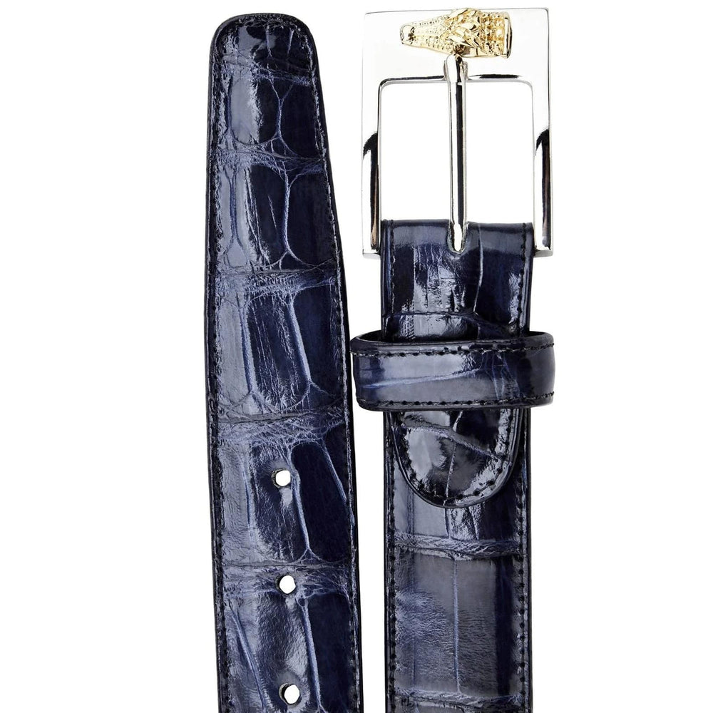 Mens Genuine American Alligator Dress Belt in Navy Blue
