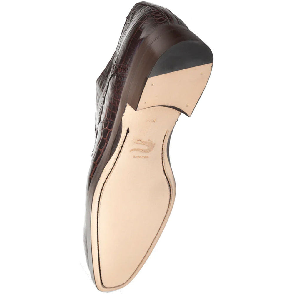 Men's Genuine Alligator Brown Derby Lace-Up Shoes By Mezlan Made In Spain Brand