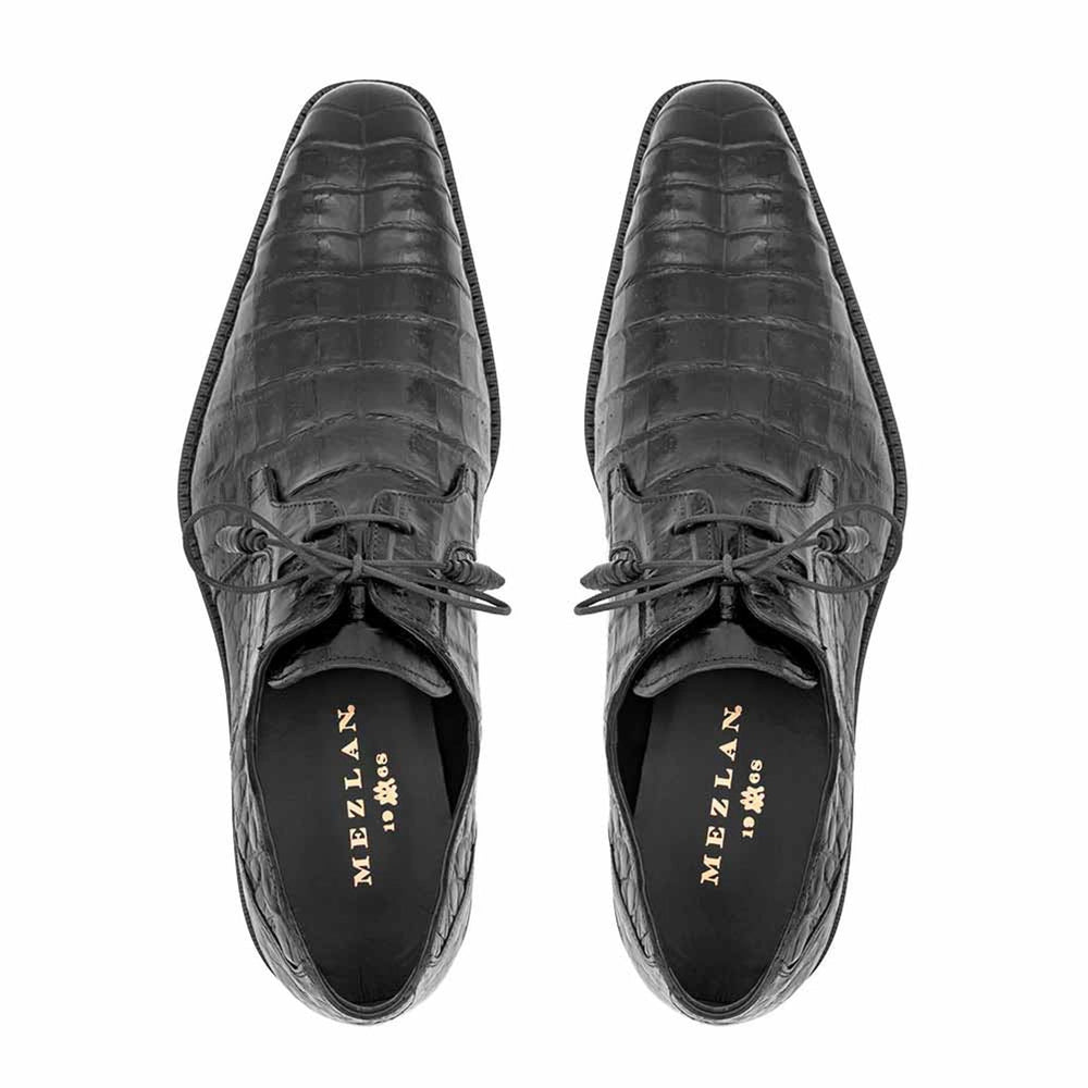 Anderson Black Genuine Crocodile Lace-Up By Mezlan Made In Spain Brand