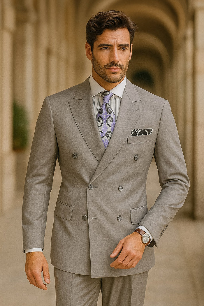 light-grey-double-breasted-suit-with-striped-shirt-and-purple-tie
