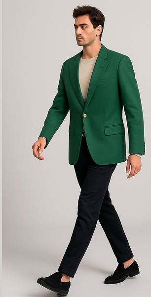 Augusta Green Blazer Men's Classic Brass buttons Blazer Sport Jacket