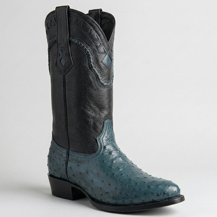 Blue Ostrich Cowboy Boots J-Toe