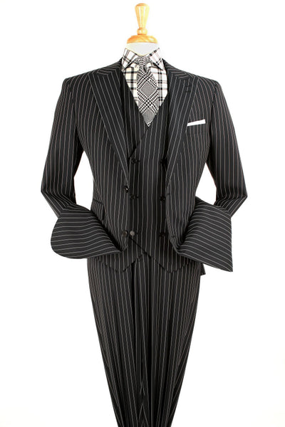 Apollo King Vested 1920s Black Pinstripe Gangster Suit